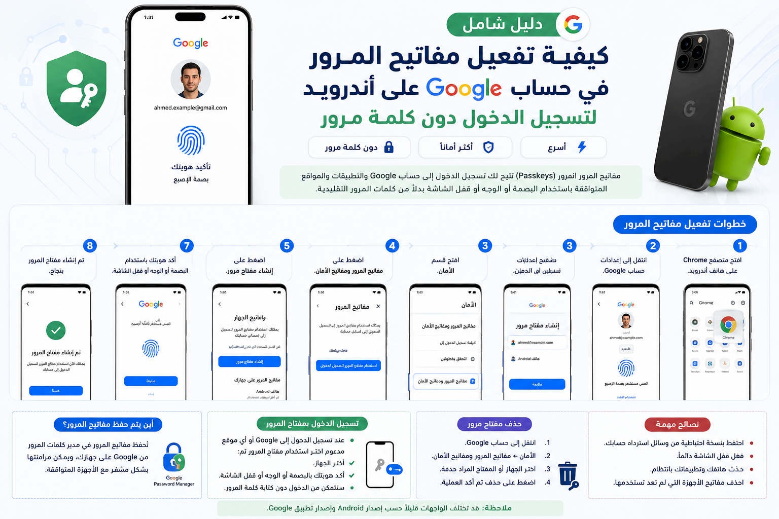 كيفية تفعيل مفاتيح المرور في حساب Google على أندرويد لتسجيل الدخول دون كلمة مرور