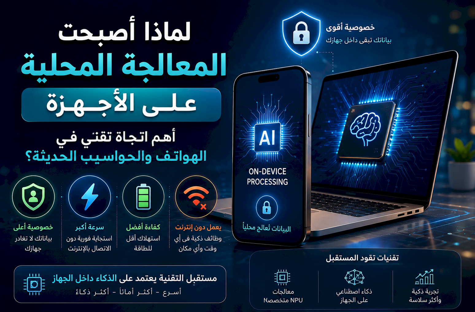 لماذا أصبحت المعالجة المحلية على الأجهزة أهم اتجاه تقني في الهواتف والحواسيب الحديثة؟