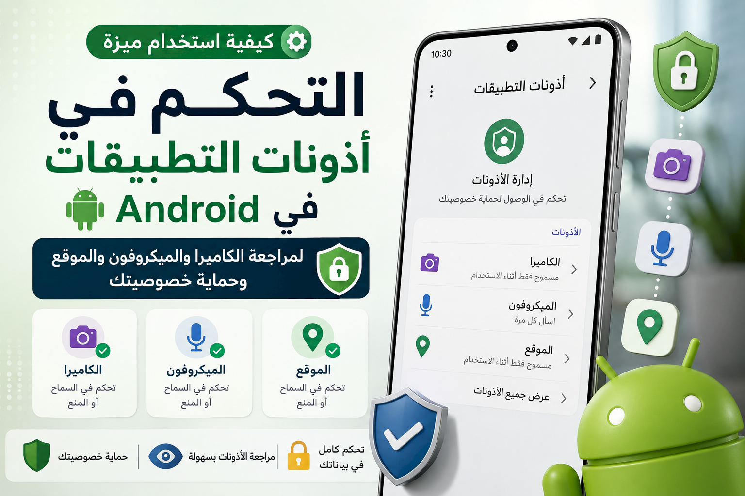 كيفية استخدام ميزة «التحكم في أذونات التطبيقات» في Android لمراجعة الكاميرا والميكروفون والموقع وحماية خصوصيتك