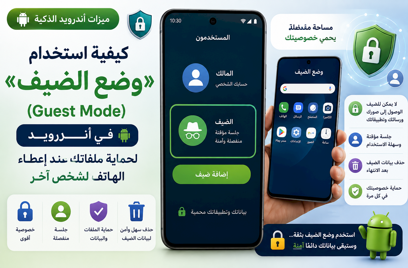 كيفية استخدام «وضع الضيف» (Guest Mode) في أندرويد لحماية ملفاتك عند إعطاء الهاتف لشخص آخر