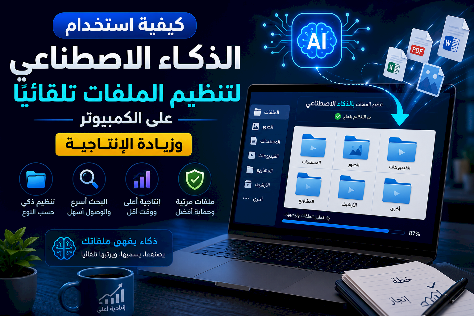 كيفية استخدام الذكاء الاصطناعي لتنظيم الملفات تلقائيًا على الكمبيوتر وزيادة الإنتاجية