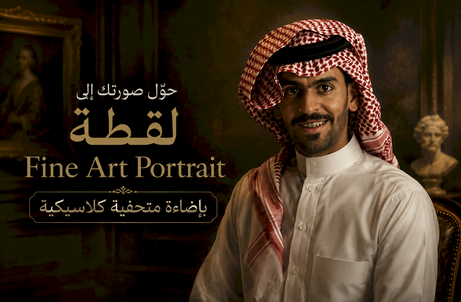 حوّل صورتك إلى لقطة Fine Art Portrait بإضاءة متحفية كلاسيكية