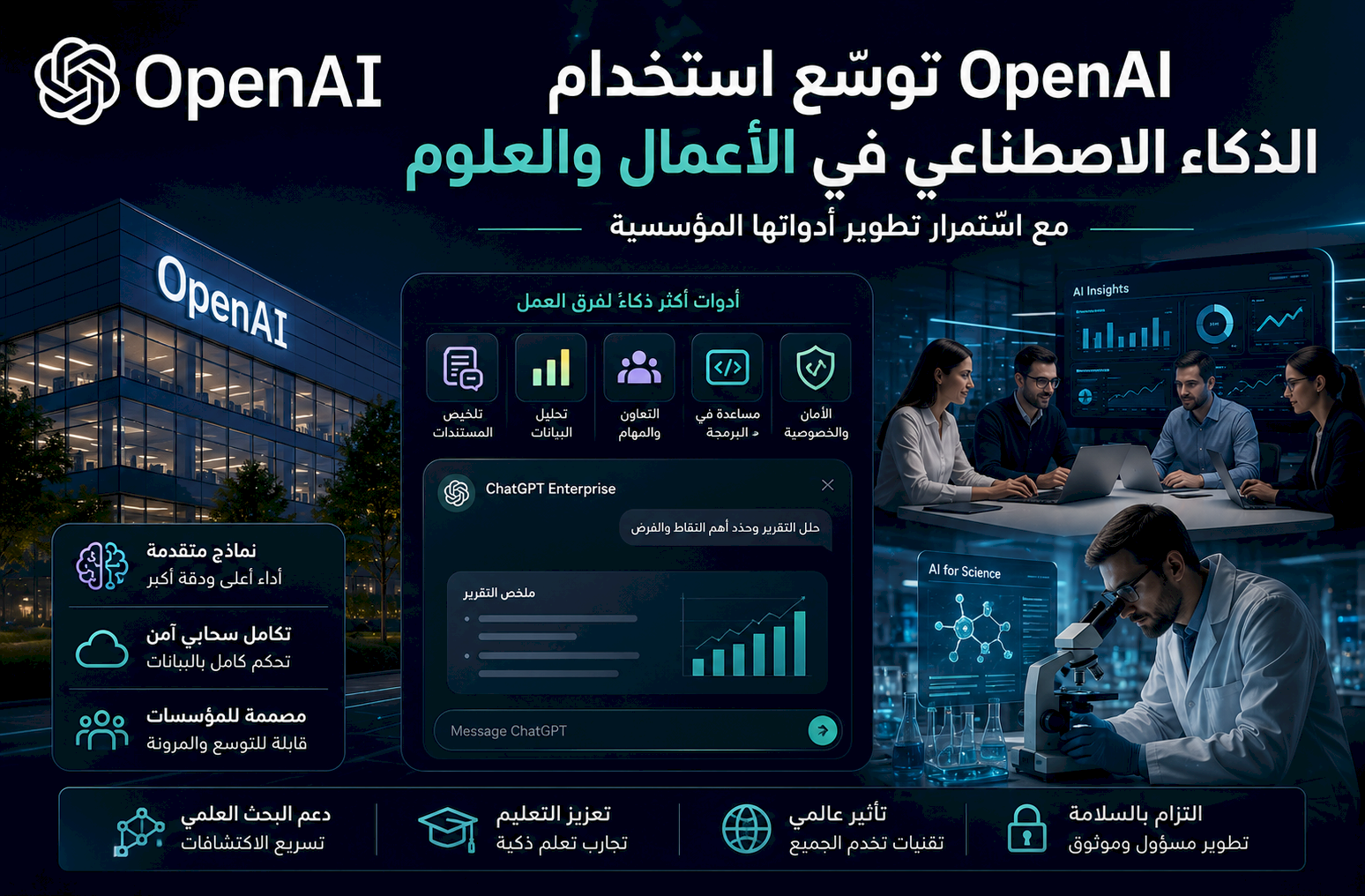 OpenAI توسّع استخدام الذكاء الاصطناعي في الأعمال والعلوم مع استمرار تطوير أدواتها المؤسسية