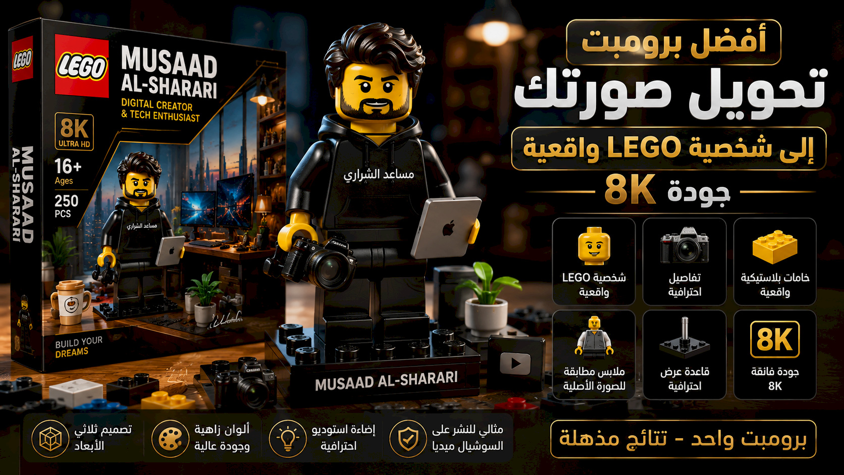 أفضل برومبت تحويل صورتك إلى شخصية LEGO واقعية بجودة 8K