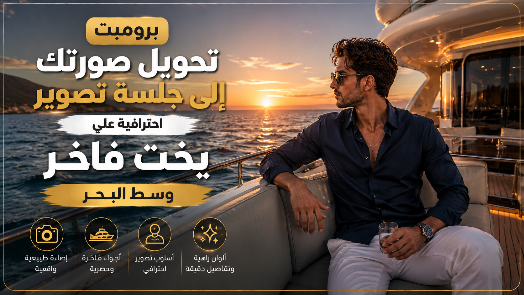 برومبت جلسة تصوير احترافية على يخت فاخر وسط البحر