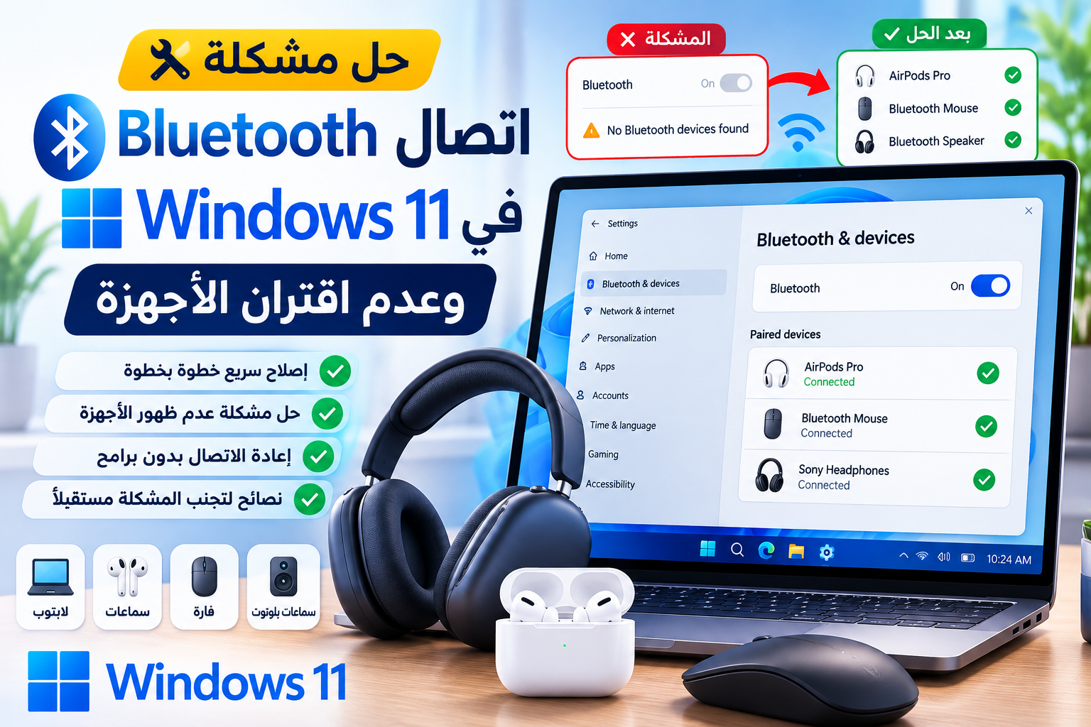 حل مشكلة اتصال Bluetooth في Windows 11 وعدم اقتران الأجهزة