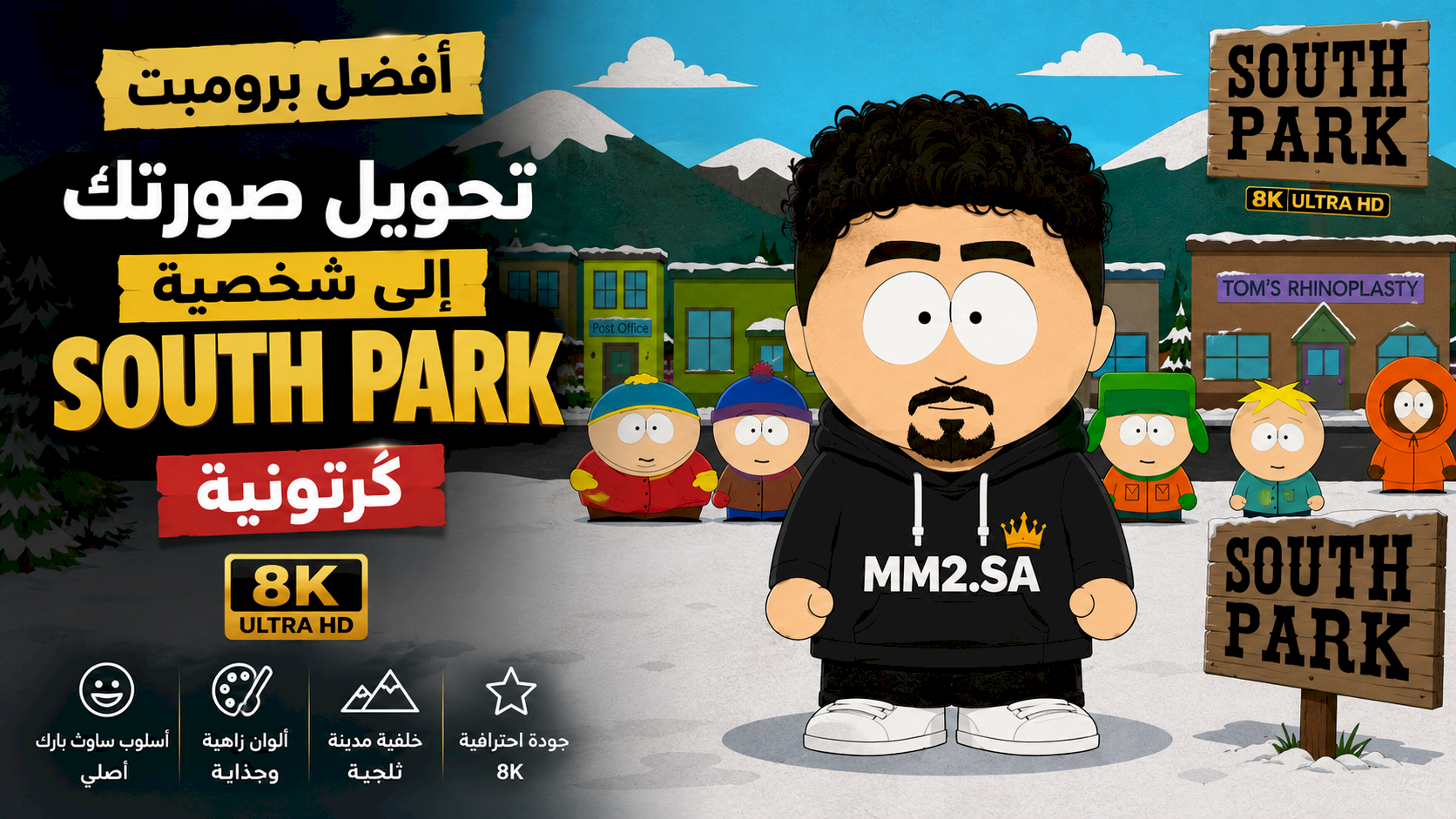 أفضل برومبت تحويل صورتك إلى شخصية South Park كرتونية بجودة 8K
