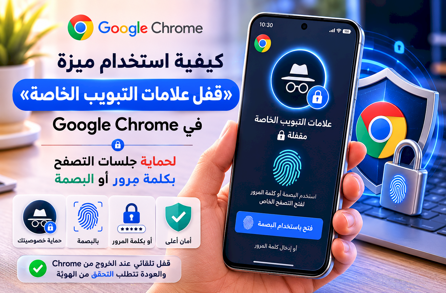 كيفية استخدام ميزة «قفل علامات التبويب الخاصة» في Google Chrome لحماية جلسات التصفح بكلمة مرور أو البصمة