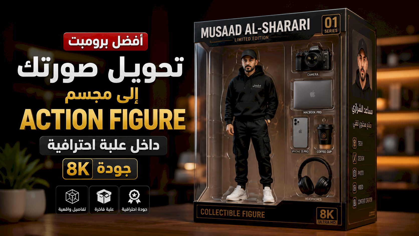 أفضل برومبت تحويل صورتك إلى مجسم Action Figure داخل علبة احترافية بجودة 8K