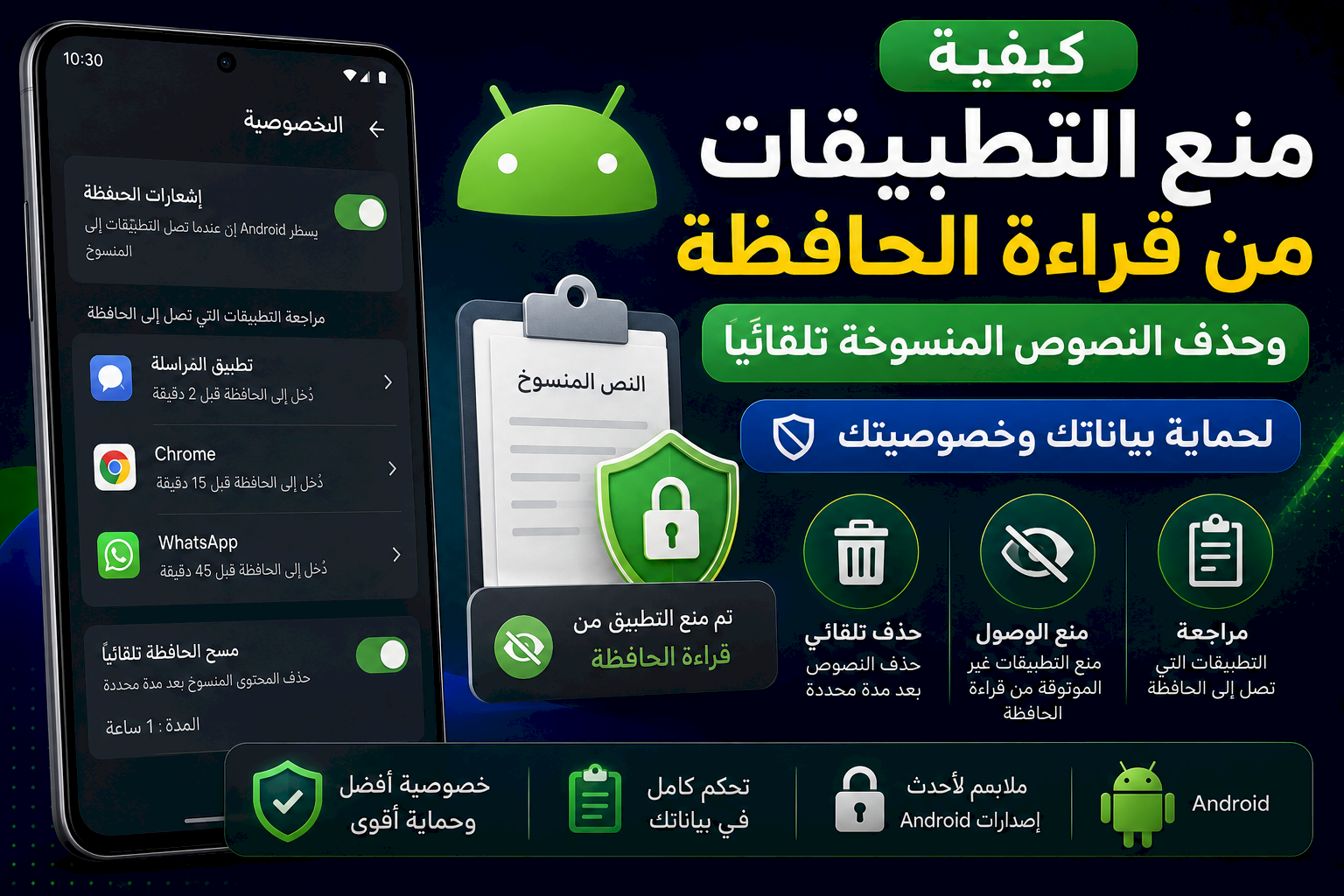 كيفية منع التطبيقات من قراءة الحافظة في أندرويد وحذف النصوص المنسوخة تلقائيًا لحماية بياناتك