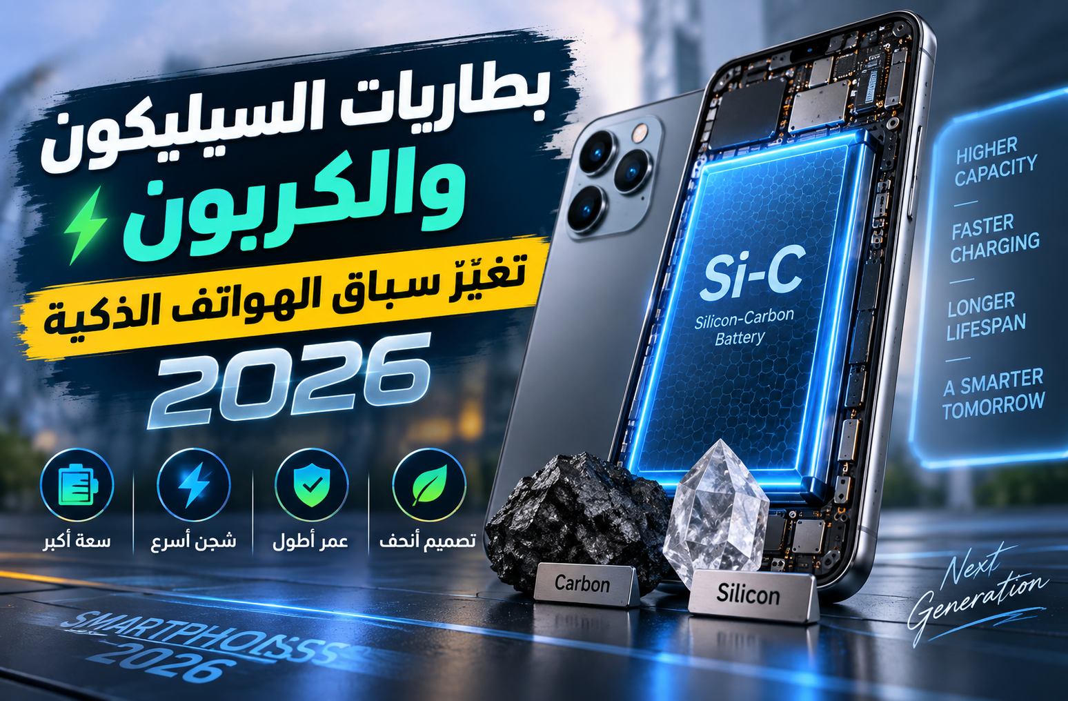 بطاريات السيليكون والكربون تغيّر سباق الهواتف الذكية في 2026